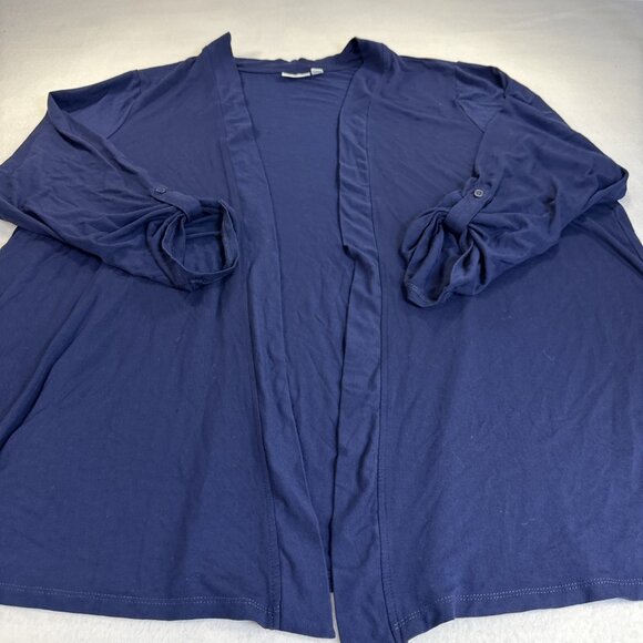 Kim Rogers Open Front Cardigan Size XL Navy Blue 3/4 sleeve - Picture 2 of 9